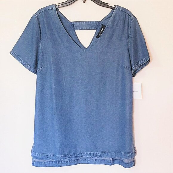 NWT ELLEN TRACY Tencel Back Strap Relaxed Fit Tunic Top - Picture 3 of 4